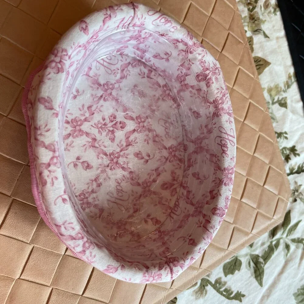 Longaberger Very Small Handmade Basket with Fabric Liner American Cancer Society